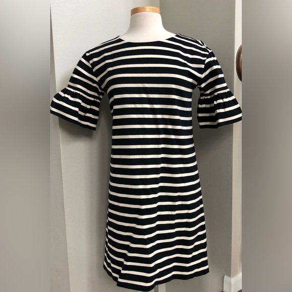 JCrew Small Cream/Black Ruffle Sleeve Dress - Picture 1 of 3
